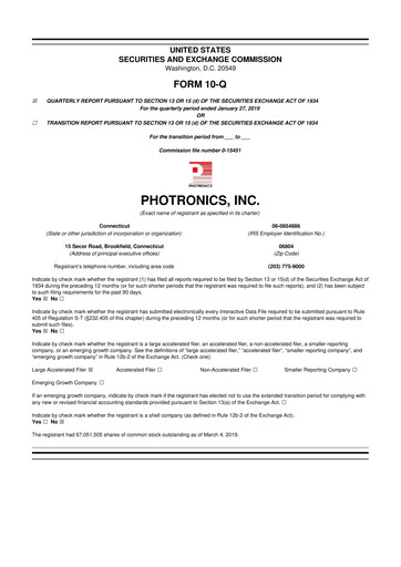 Thumbnail Photronics 10-Q Quarterly Report FY2019 