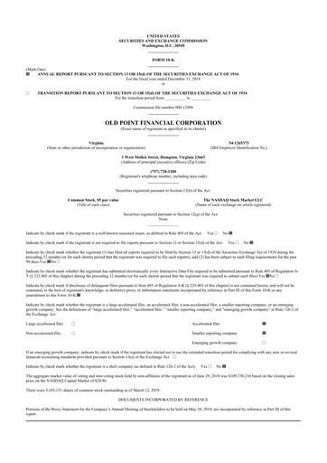Thumbnail Old Point Financial 10-K Annual Report 2018