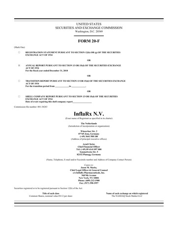 Thumbnail InflaRx
 20-F Annual Report 2018