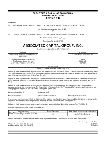 Thumbnail Associated Capital Group 10-Q Quarterly Report FY2019 