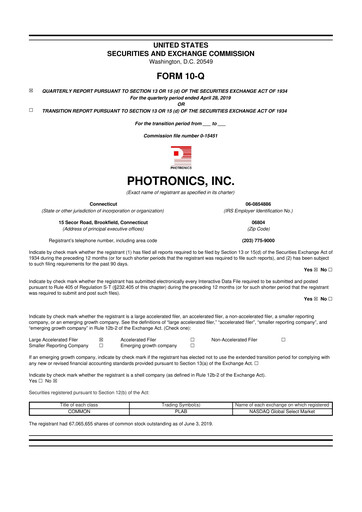 Thumbnail Photronics 10-Q Quarterly Report FY2019 