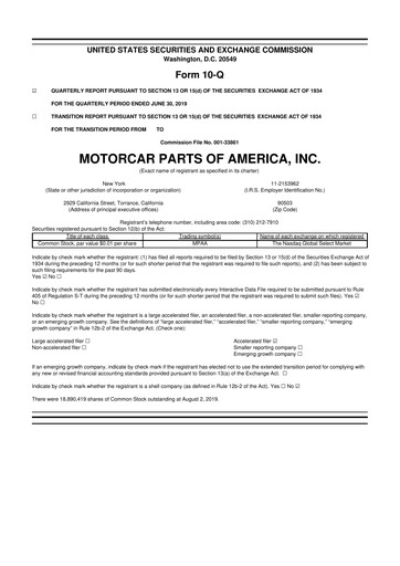 Vorschaubild Motorcar Parts of America 10-Q Quartalsbericht 2020 