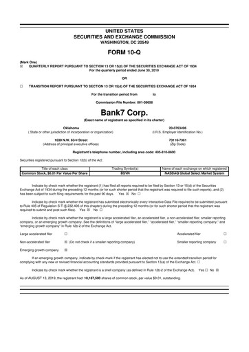 Thumbnail Bank7 10-Q Quarterly Report FY2019 