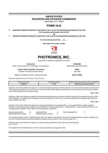 Thumbnail Photronics 10-Q Quarterly Report FY2019 