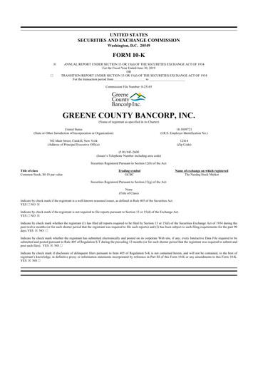 Thumbnail Greene County Bancorp 10-K Annual Report 2019