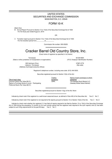 Vorschaubild Cracker Barrel 10-K Jahresbericht 2019