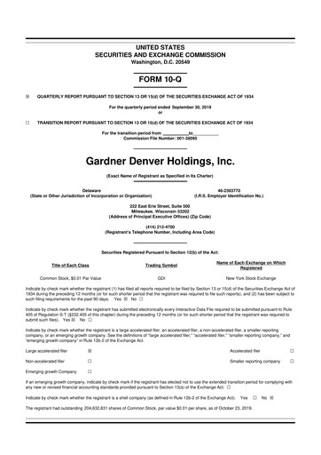 Thumbnail Ingersoll Rand 10-Q Quarterly Report FY2019 