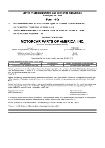 Vorschaubild Motorcar Parts of America 10-Q Quartalsbericht 2020 