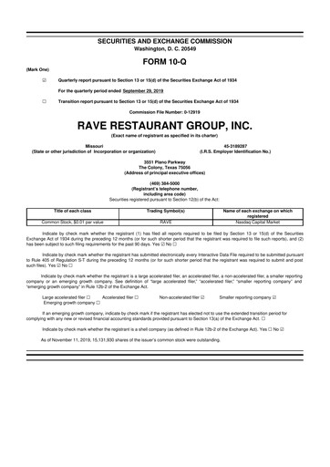 Thumbnail Rave Restaurant Group 10-Q Quarterly Report FY2020 