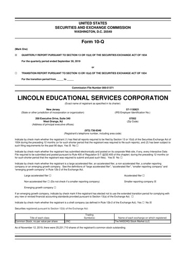 Thumbnail Lincoln Educational Services 10-Q Quarterly Report FY2019 