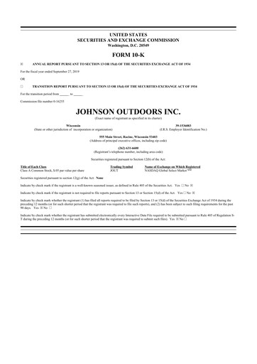 Thumbnail Johnson Outdoors
 10-K Annual Report 2019