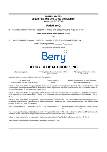 Vorschaubild Berry Global
 10-Q Quartalsbericht 2020 