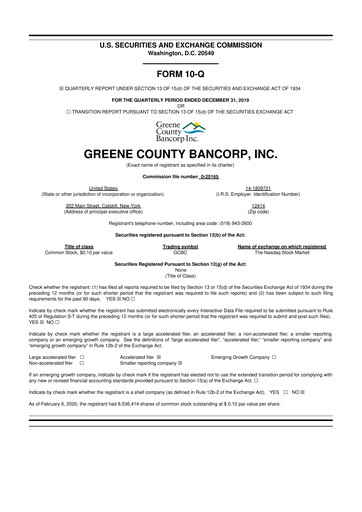 Thumbnail Greene County Bancorp 10-Q Quarterly Report FY2020 