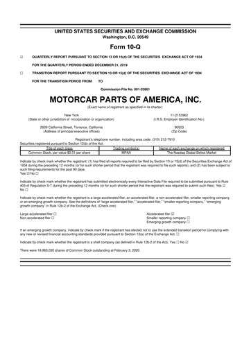 Vorschaubild Motorcar Parts of America 10-Q Quartalsbericht 2020 