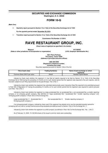 Thumbnail Rave Restaurant Group 10-Q Quarterly Report FY2020 