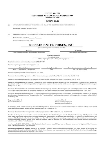 Thumbnail Nu Skin 10-K Annual Report 2019