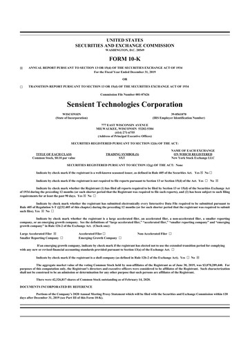 Thumbnail Sensient Technologies
 10-K Annual Report 2019