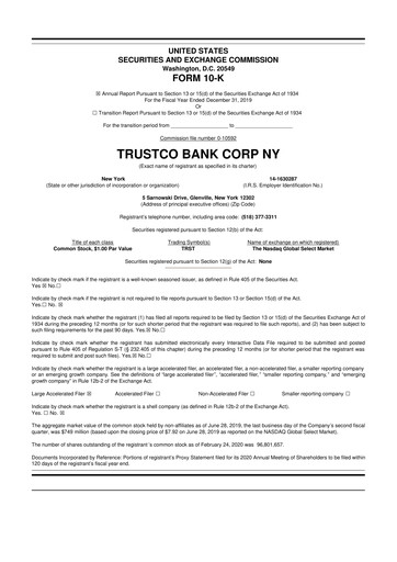 Thumbnail Trustco Bank 10-K Annual Report 2019