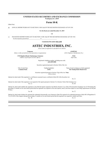 Thumbnail Astec Industries
 10-K Annual Report 2019
