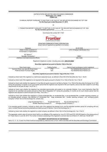 Miniature Frontier Communications 10-K Rapport annuel 2019