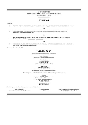 Thumbnail InflaRx
 20-F Annual Report 2019