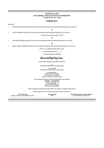 Thumbnail BeyondSpring 20-F Annual Report 2019