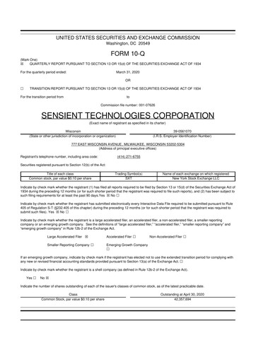 Thumbnail Sensient Technologies
 10-Q Quarterly Report FY2020 
