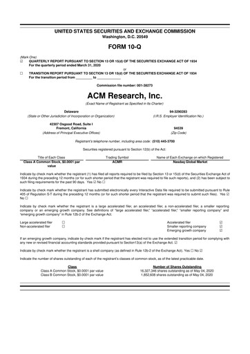 Thumbnail ACM Research
 10-Q Quarterly Report FY2020 