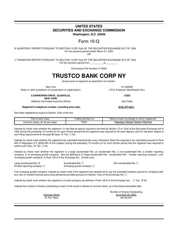 Thumbnail Trustco Bank 10-Q Quarterly Report FY2020 