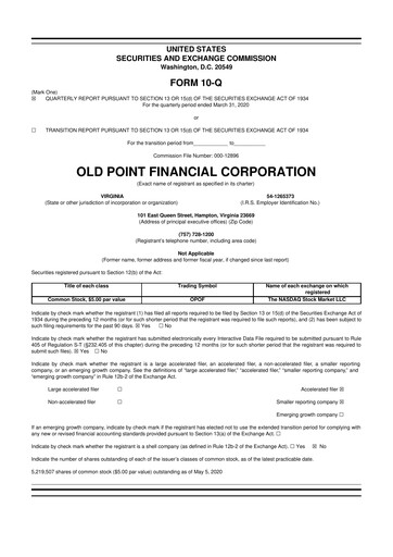 Thumbnail Old Point Financial 10-Q Quarterly Report FY2020 