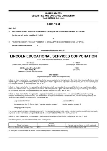 Thumbnail Lincoln Educational Services 10-Q Quarterly Report FY2020 