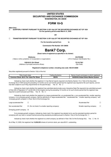 Thumbnail Bank7 10-Q Quarterly Report FY2020 