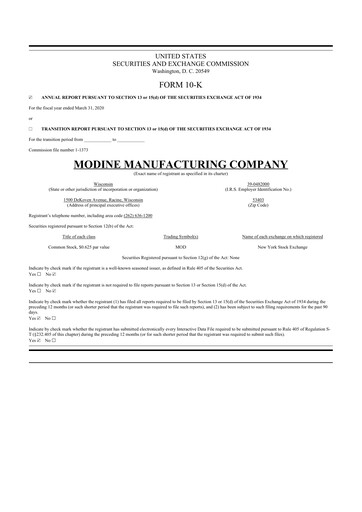 Thumbnail Modine Manufacturing
 10-K Annual Report 2020
