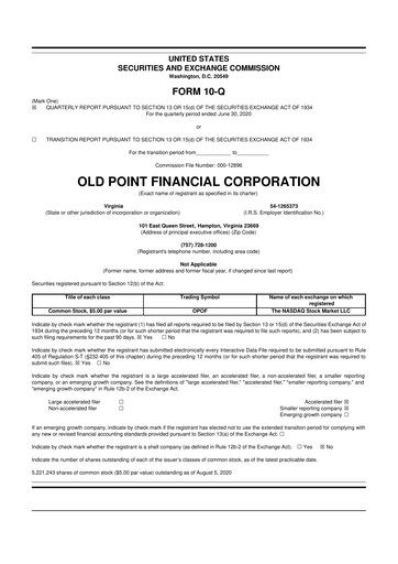 Thumbnail Old Point Financial 10-Q Quarterly Report FY2020 