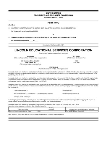 Thumbnail Lincoln Educational Services 10-Q Quarterly Report FY2020 