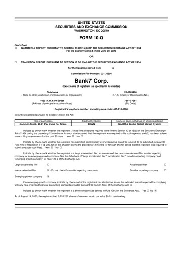 Thumbnail Bank7 10-Q Quarterly Report FY2020 