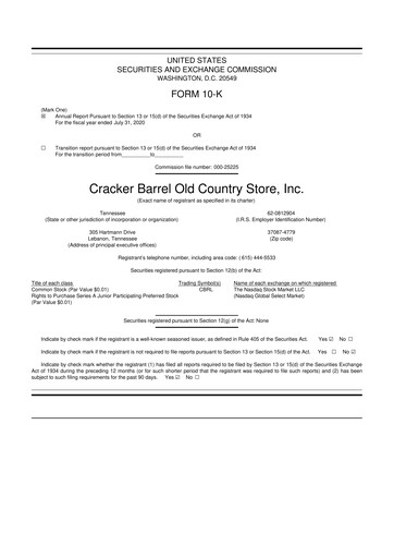 Vorschaubild Cracker Barrel 10-K Jahresbericht 2020