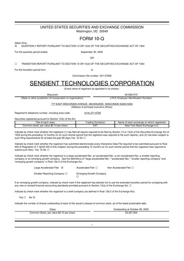 Thumbnail Sensient Technologies
 10-Q Quarterly Report FY2020 