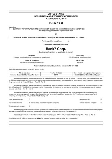 Thumbnail Bank7 10-Q Quarterly Report FY2020 