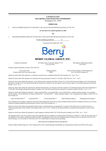 Thumbnail Berry Global
 10-K Annual Report 2020