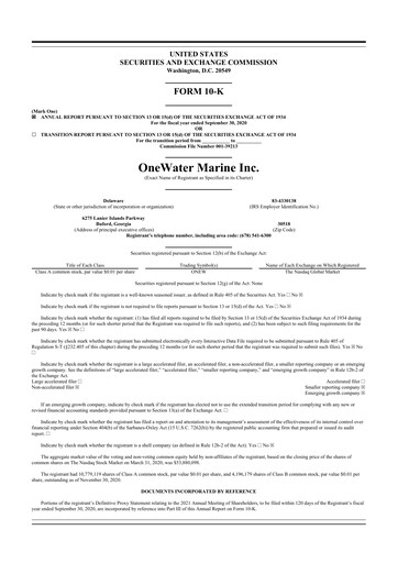 Thumbnail OneWater Marine 10-K Annual Report 2020