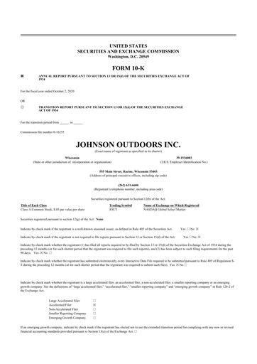 Thumbnail Johnson Outdoors
 10-K Annual Report 2020