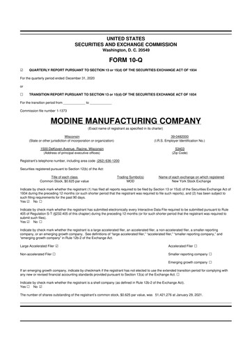 Thumbnail Modine Manufacturing
 10-Q Quarterly Report FY2021 