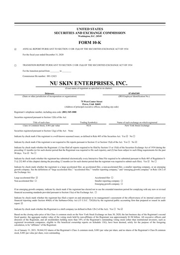 Thumbnail Nu Skin 10-K Annual Report 2020