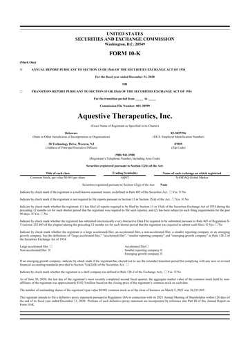 Thumbnail Aquestive Therapeutics
 10-K Annual Report 2020