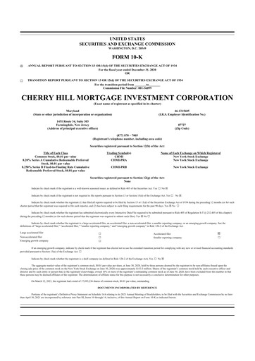 Thumbnail Cherry Hill Mortgage Investment 10-K Annual Report 2020