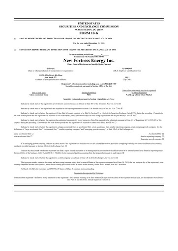 Thumbnail New Fortress Energy
 10-K Annual Report 2020