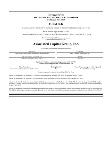 Thumbnail Associated Capital Group 10-K Annual Report 2020