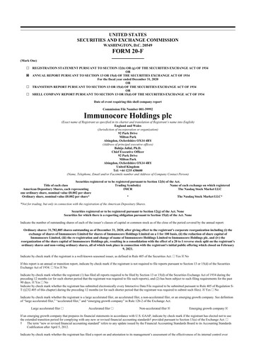 Thumbnail Immunocore 20-F Annual Report 2020