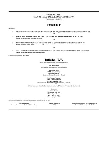 Thumbnail InflaRx
 20-F Annual Report 2020